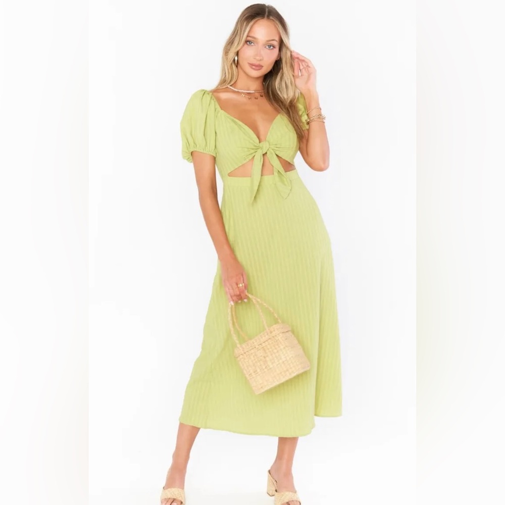 Show Me Your Mumu Gabrielle Tie Midi Dress Pear Green Size XXL